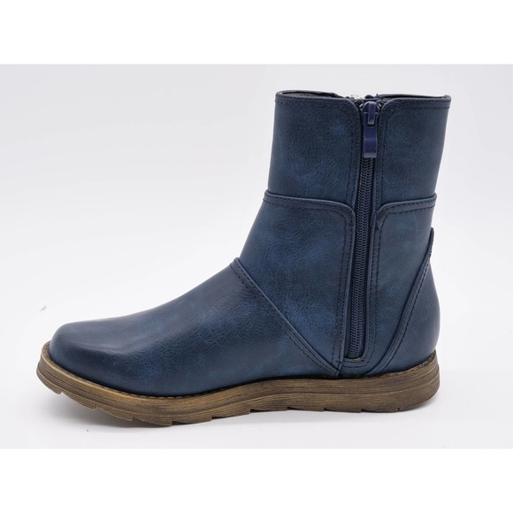 2 Lips Too Ankle Boots Womens 6.5 Blue Faux Leather Zipper Accent Too Bay Bootie - Picture 5 of 12